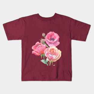 watercolor pink roses Kids T-Shirt